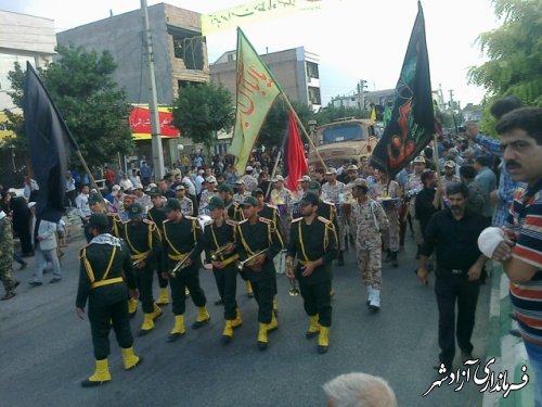 تصاویر تشیع پیکر پاک شهدای غواص و دردانه های دست بسته در شهرستان آزادشهر