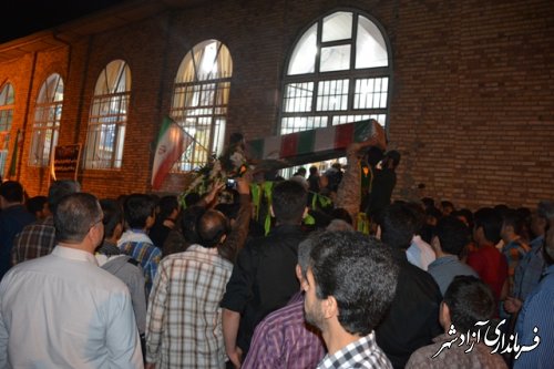 مراسم وداع با دو شهید غواص در حسینیه اعظم شهر نوده خاندوز برگزار شد(تصاویر)