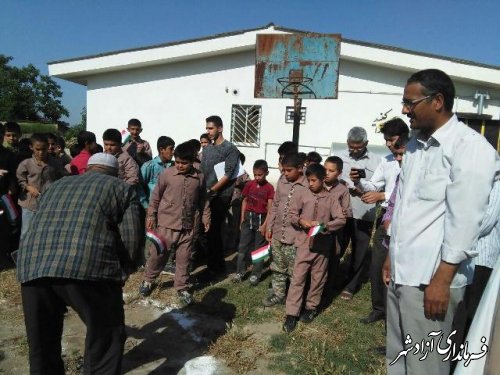 مراسم کلنگ زنی پروژه دوکلاسه درمدرسه شهید گلچشمه روستای قورچای شهرستان آزادشهر