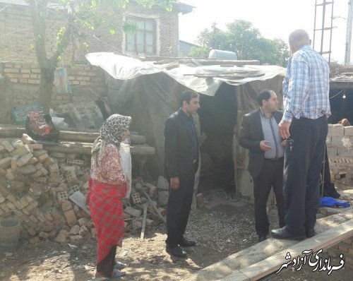 بازدید بخشدار مرکزی آزادشهر از محل ساخت منازل محرومین در روستای فاضل آباد