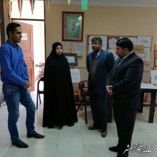 بازدید کارشناسان فرمانداری آزادشهر از کارگاه آموزش خوشنویسی