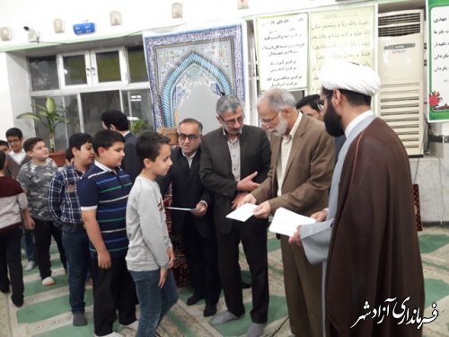طرح انس دانش آموزان ابتدایی شهرستان آزادشهر با نماز جماعت مساجد