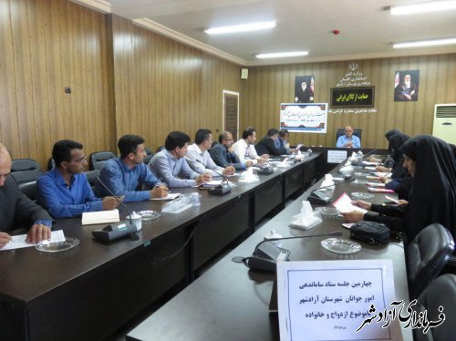 برگزاری جلسه ستاد ساماندهی امور جوانان شهرستان آزادشهر با موضوع ازدواج و خانواده