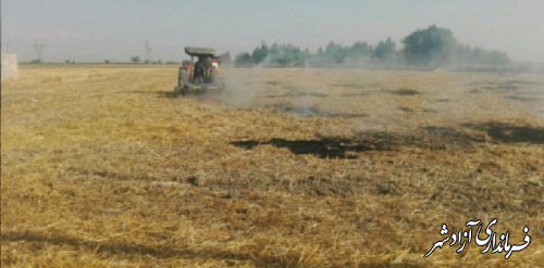 کاهش میزان آتش‌سوزی مزارع پس از برداشت شهرستان 