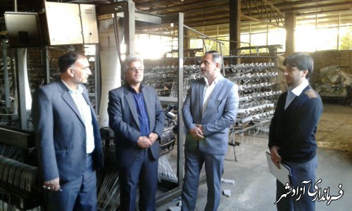 بازدید اعضای کارگروه رفع موانع تولید شهرستان آزادشهر از 3 واحد تولیدی در ناحیه صنعتی آقچلی