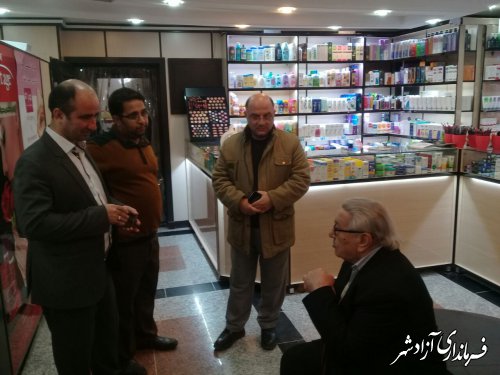 بازدید شبانه فرماندار به همراه مدیر شبکه بهداشت از داروخانه های سطح شهر آزادشهر