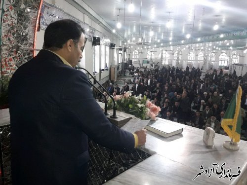 سخنرانی مدیر آموزش و پرورش آزادشهر در جمع نمازگزاران جمعه این شهر