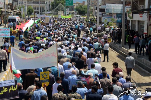 خروش انقلابی مردم روزه دار شهرستان آزادشهر در دفاع از ملت مظلوم فلسطین و قدس شریف