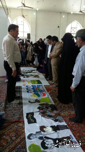 برگزاری کارگاه نقاشی روی پارچه به مناسبت روز قدس در مصلی نماز جمعه شهرستان آزادشهر
