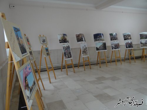 برپایی نمایشگاه عکس جلوه های پایداری به مناسبت هفته دفاع مقدس در شهرستان آزادشهر