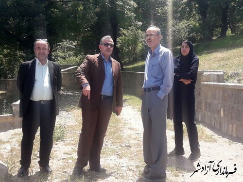 بازدید مشترک مدیر میراث فرهنگی شهرستان آزادشهر به همراه شهردار شهر نوده خاندوز از پروژه آبشار پارک شبنم
