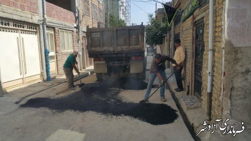 ادامه نهضت آسفالت معابر شهرداری آزادشهر توسط واحد عمران شهرداری آزادشهر 