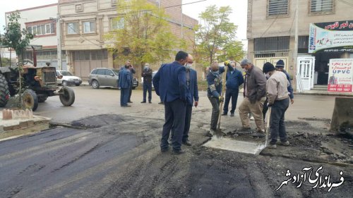 بازدید دکتر منصوری شهردار آزادشهرواعضای شورای اسلامی شهر از پروژه آسفالت معابر شهر