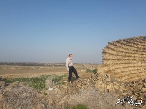 بازدید سرپرست یگان حفاظت میراث فرهنگی شهرستان آزادشهر از تپه تاریخی مختاری روستای قزلجه