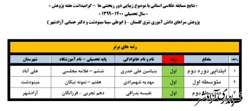 درخشش دانش آموزان آزادشهری مسابقه عکاسی استانی با موضوع  زیبایی دور ریختنی ها