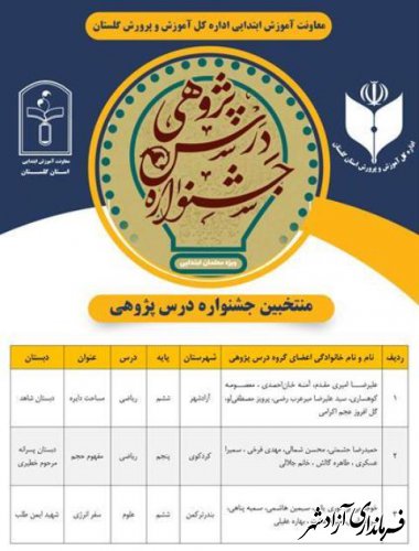 درخشش فرهنگیان آزادشهری  در جشنواره درس پژوهی 
