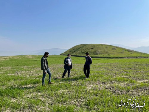 بازدید میدانی سرپرست رئیس میراث فرهنگی آزادشهر از تپه تاریخی ممی آقچه لی