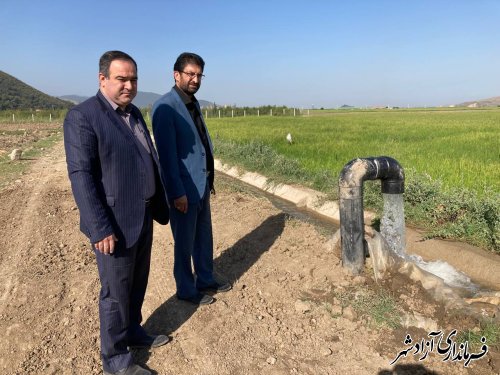 بازدید مدیر جهادکشاورزی آزادشهر از خط انتقال آب با لوله طرح تجهیز و نوسازی نوده حاجیلر