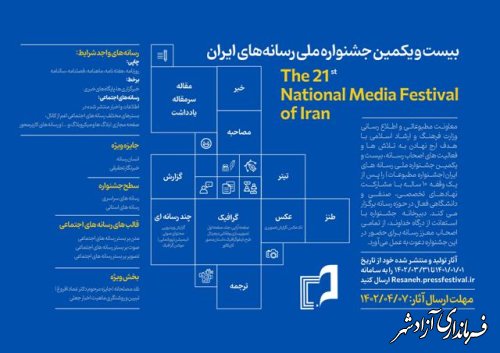 فراخوان بیست و یکمین جشنواره ملی رسانه‌های ایران منتشر شد 